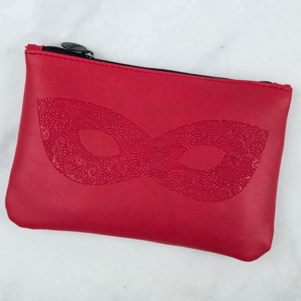 Ipsy Faux Red Leather Masquerade Cosmetic Glam Bag
